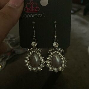 Paparazzi Silver and White Floral Earrings